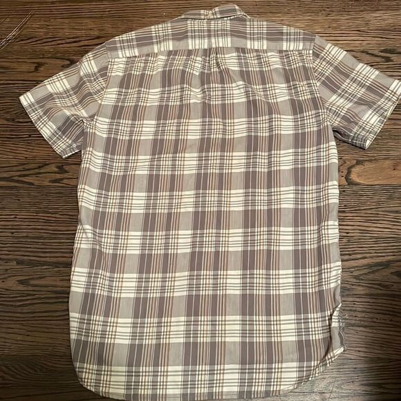 EUC! Quiksilver "Modern" Gray/Brown Plaid SS Button Down Shirt - Size Small - Picture 3 of 8